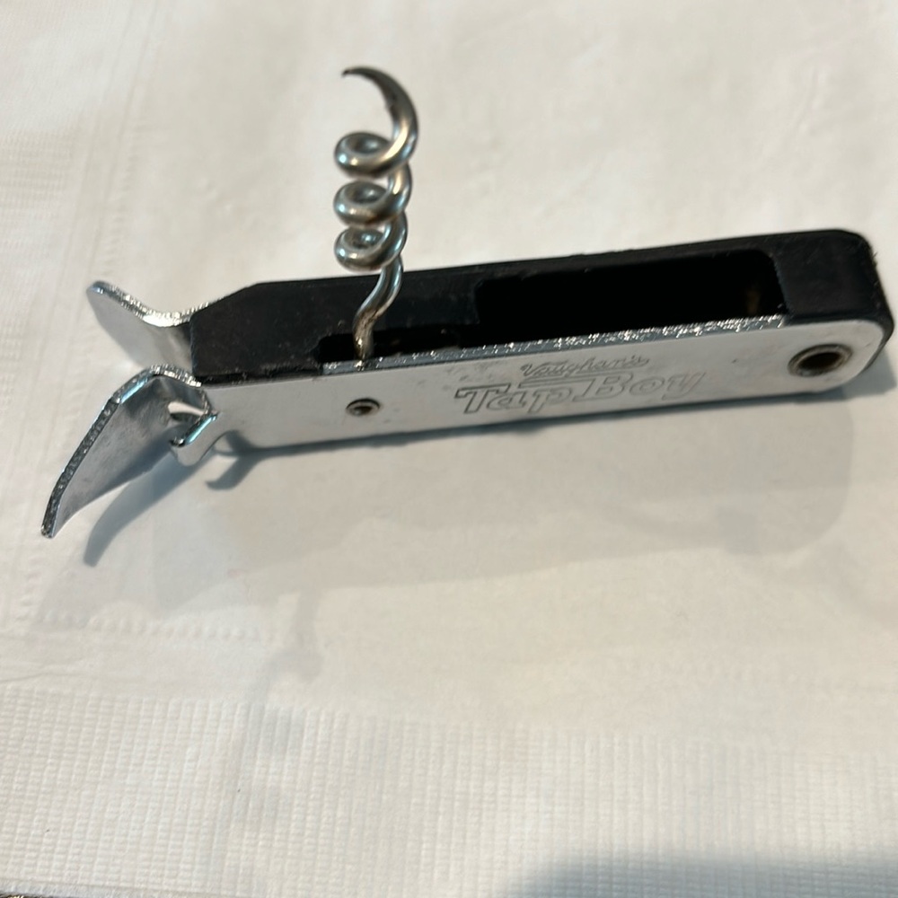 Vaughan's Tap Boy Beer Bottle Opener Corkscrew Black Patent Chicago USA Vintage